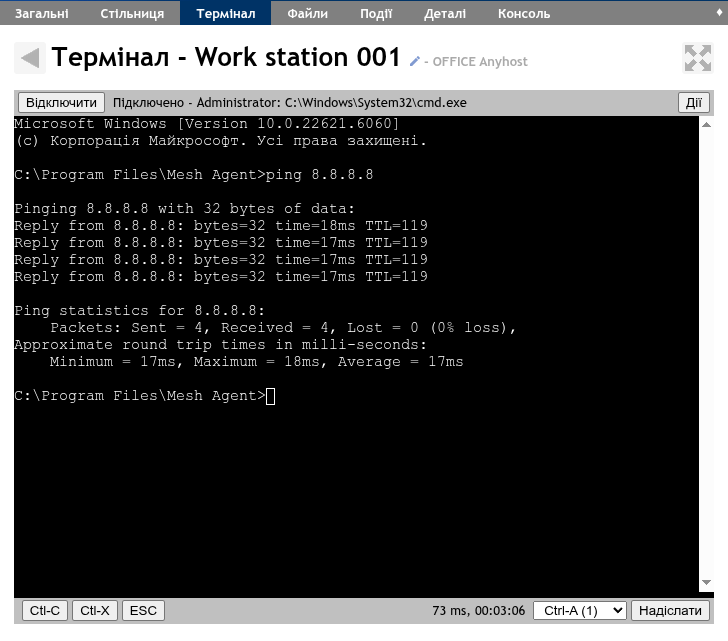 Terminal Access у панелі керування